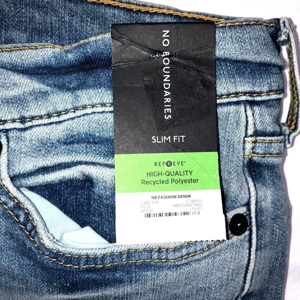 No Boundaries Mens 28x30 Blue Slim Fit Straight Distressed Jeans NB32100029662
